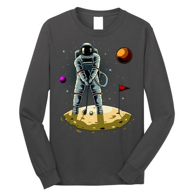 Astronaut Golfing On The Moon Funny Golf Lovers Long Sleeve Shirt