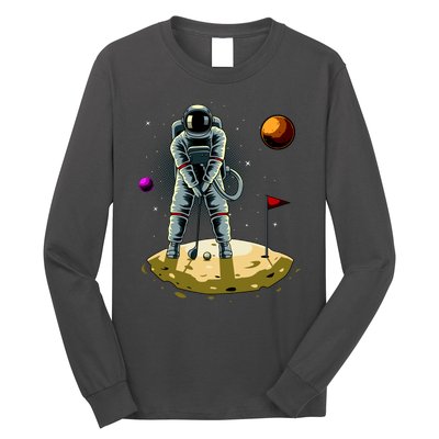 Astronaut Golfing On The Moon Funny Golf Lovers Long Sleeve Shirt