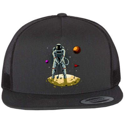 Astronaut Golfing On The Moon Funny Golf Lovers Flat Bill Trucker Hat