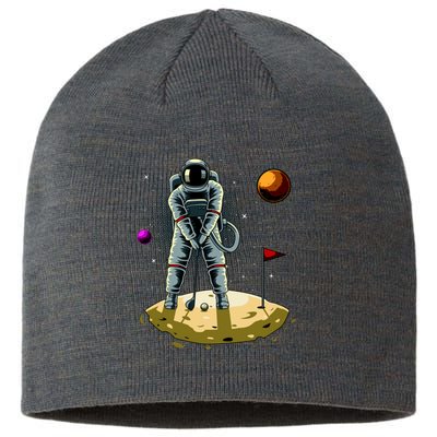 Astronaut Golfing On The Moon Funny Golf Lovers Sustainable Beanie