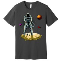 Astronaut Golfing On The Moon Funny Golf Lovers Premium T-Shirt