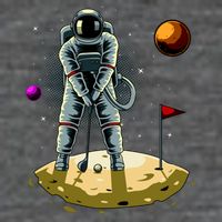 Astronaut Golfing On The Moon Funny Golf Lovers Premium T-Shirt
