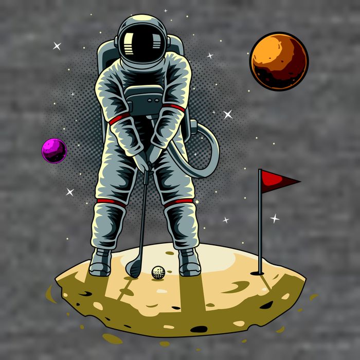 Astronaut Golfing On The Moon Funny Golf Lovers Premium T-Shirt