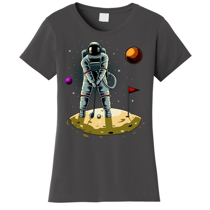 Astronaut Golfing On The Moon Funny Golf Lovers Women's T-Shirt