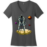 Astronaut Golfing On The Moon Funny Golf Lovers Women's V-Neck T-Shirt