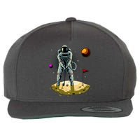 Astronaut Golfing On The Moon Funny Golf Lovers Wool Snapback Cap