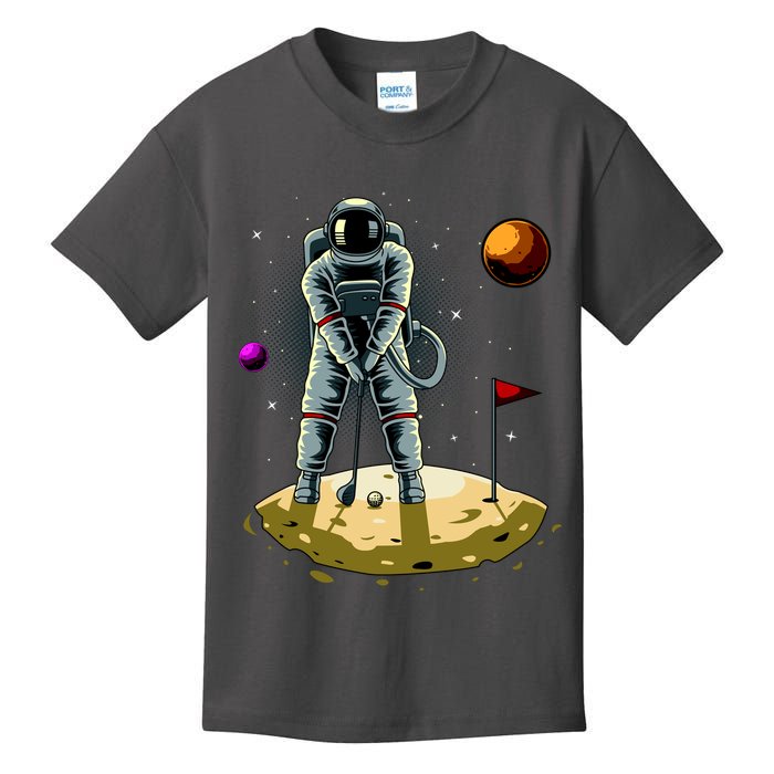Astronaut Golfing On The Moon Funny Golf Lovers Kids T-Shirt