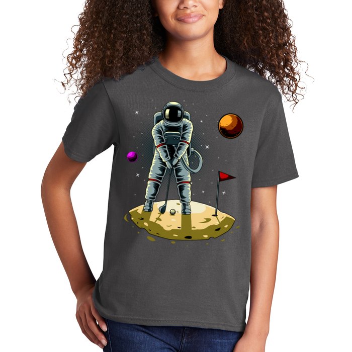 Astronaut Golfing On The Moon Funny Golf Lovers Kids T-Shirt