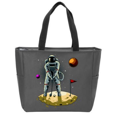 Astronaut Golfing On The Moon Funny Golf Lovers Zip Tote Bag