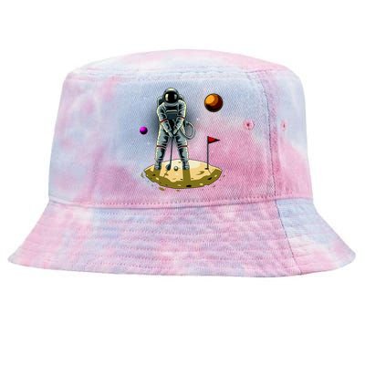 Astronaut Golfing On The Moon Funny Golf Lovers Tie-Dyed Bucket Hat