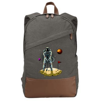 Astronaut Golfing On The Moon Funny Golf Lovers Cotton Canvas Backpack