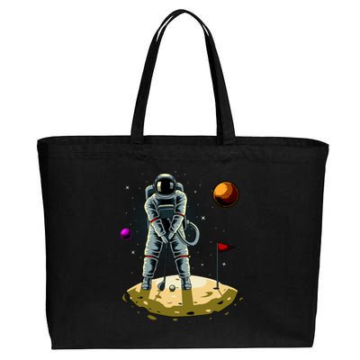 Astronaut Golfing On The Moon Funny Golf Lovers Cotton Canvas Jumbo Tote