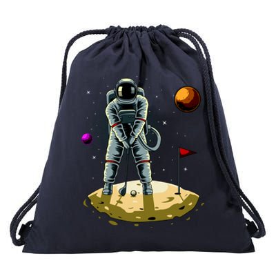 Astronaut Golfing On The Moon Funny Golf Lovers Drawstring Bag