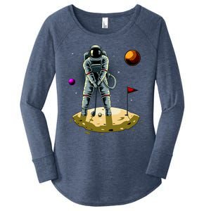 Astronaut Golfing On The Moon Funny Golf Lovers Women's Perfect Tri Tunic Long Sleeve Shirt