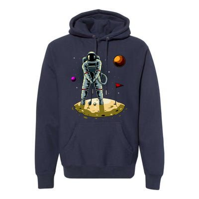 Astronaut Golfing On The Moon Funny Golf Lovers Premium Hoodie