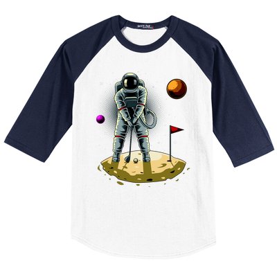 Astronaut Golfing On The Moon Funny Golf Lovers Baseball Sleeve Shirt