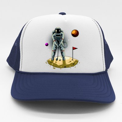 Astronaut Golfing On The Moon Funny Golf Lovers Trucker Hat