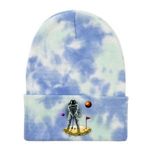 Astronaut Golfing On The Moon Funny Golf Lovers Tie Dye 12in Knit Beanie