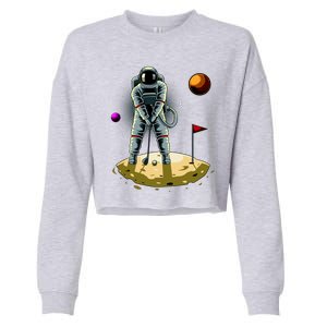 Astronaut Golfing On The Moon Funny Golf Lovers Cropped Pullover Crew