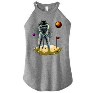 Astronaut Golfing On The Moon Funny Golf Lovers Women's Perfect Tri Rocker Tank