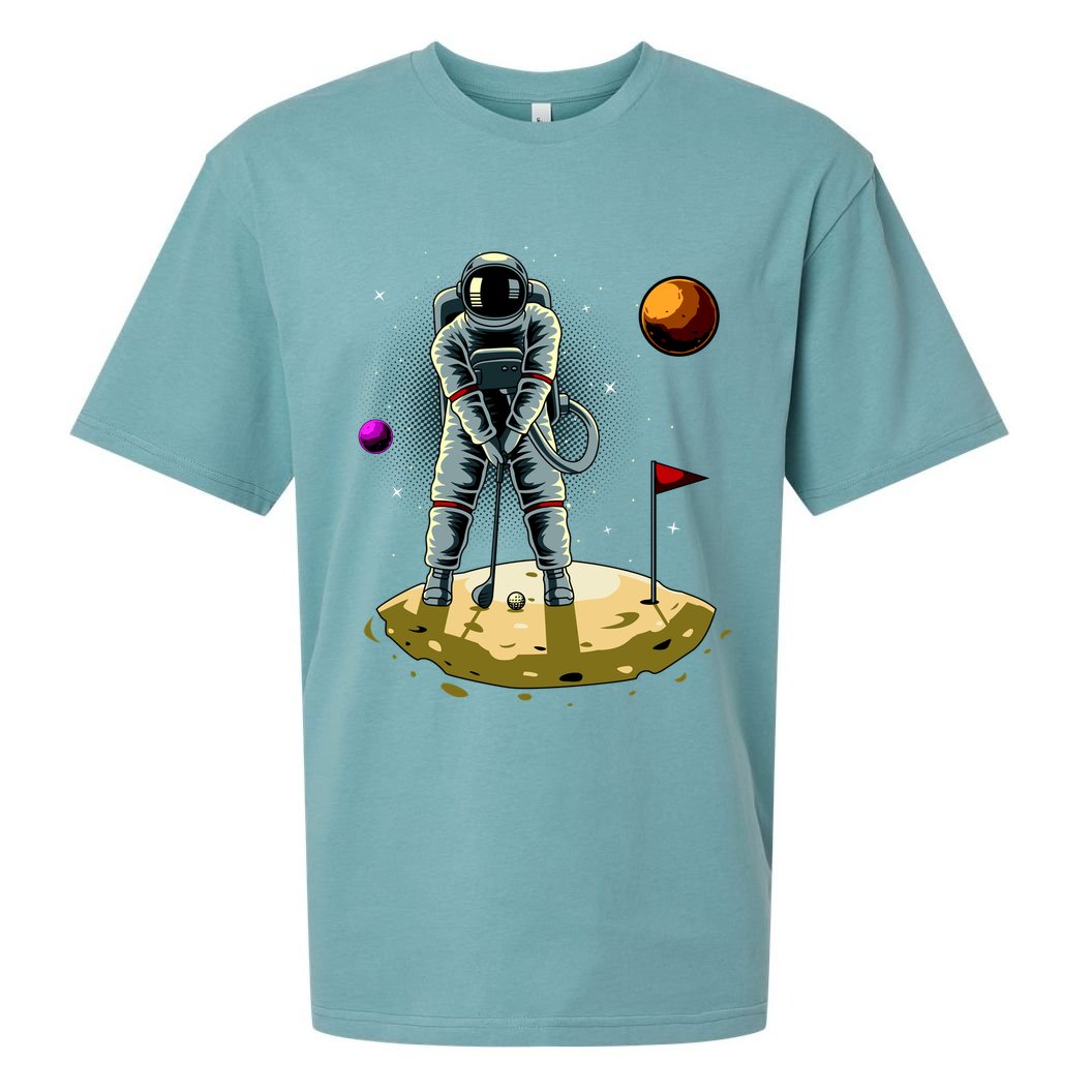 Astronaut Golfing On The Moon Funny Golf Lovers Sueded Cloud Jersey T-Shirt