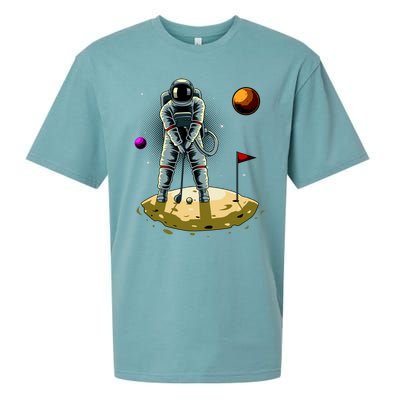 Astronaut Golfing On The Moon Funny Golf Lovers Sueded Cloud Jersey T-Shirt