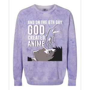 Anime Gift On The 6th Day God Created Anime Funny Anime Gift Colorblast Crewneck Sweatshirt