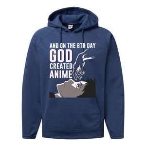 Anime Gift On The 6th Day God Created Anime Funny Anime Gift Performance Fleece Hoodie