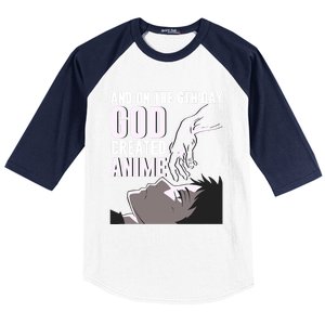 Anime Gift On The 6th Day God Created Anime Funny Anime Gift Baseball Sleeve Shirt