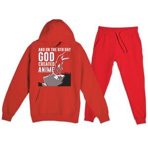 Anime Gift On The 6th Day God Created Anime Funny Anime Gift Premium Hooded Sweatsuit Set