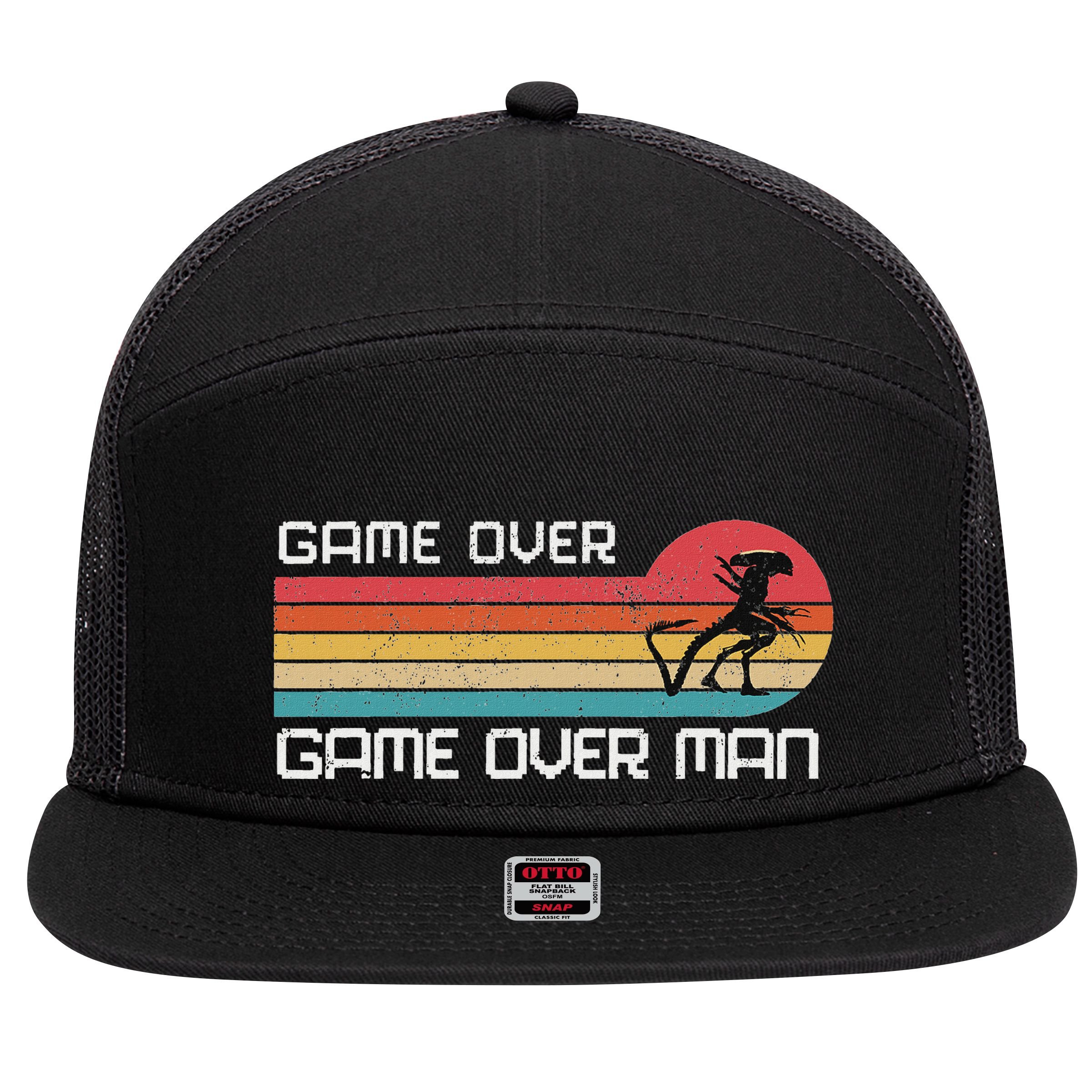 Alien Game Over Man 7 Panel Mesh Trucker Snapback Hat