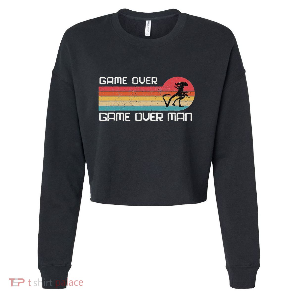 Alien Game Over Man Cropped Pullover Crew