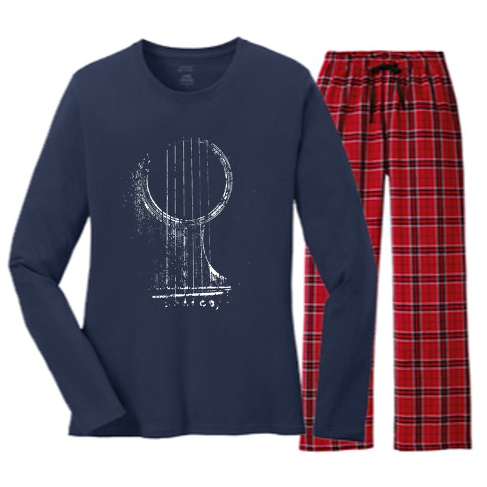 Acoustic Guitar Player Six String Classic Rock Roll Women's Long Sleeve Flannel Pajama Set 