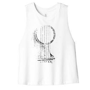 Acoustic Guitar Player Six String Classic Rock Roll Women's Racerback Cropped Tank