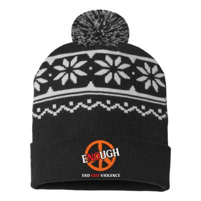 Anti Gun Peace Sign End Gun Violence Wear Orange USA-Made Snowflake Beanie