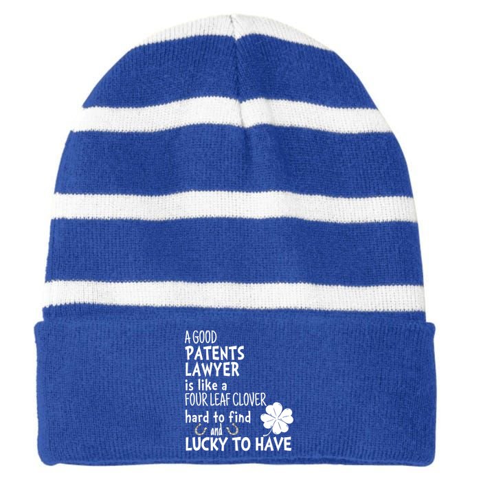 A Good Patents Lawyer Is Like A 4 Leaf Clover St Patricks Meaningful Gift Striped Beanie with Solid Band