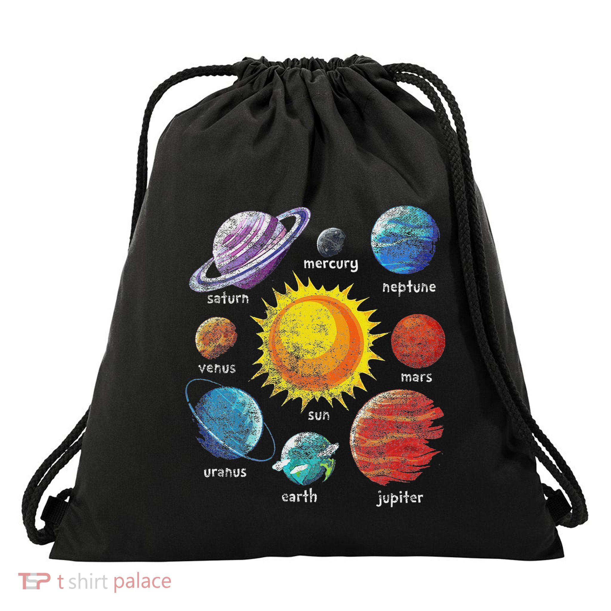 Astronomy Gift Planets And Sun Solar System Drawstring Bag
