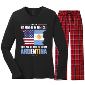 American Grown Patriot Argentinian American From Argentina Women's Long Sleeve Flannel Pajama Set 