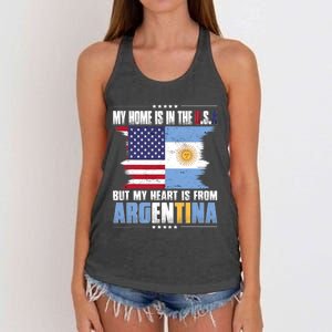 American Grown Patriot Argentinian American From Argentina Women's Knotted Racerback Tank