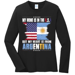 American Grown Patriot Argentinian American From Argentina Ladies Long Sleeve Shirt