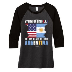 American Grown Patriot Argentinian American From Argentina Women's Tri-Blend 3/4-Sleeve Raglan Shirt