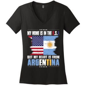 American Grown Patriot Argentinian American From Argentina Women's V-Neck T-Shirt