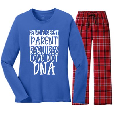 A Great Parent Requires Love Not Dna Happy Fathers Day Tee Funny Gift Women's Long Sleeve Flannel Pajama Set 