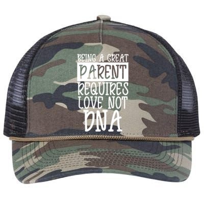 A Great Parent Requires Love Not Dna Happy Fathers Day Tee Funny Gift Retro Rope Trucker Hat Cap