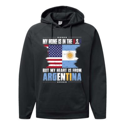 American Grown Patriot Argentinian American From Argentina Performance Fleece Hoodie