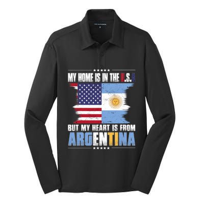 American Grown Patriot Argentinian American From Argentina Silk Touch Performance Long Sleeve Polo