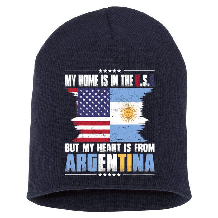 American Grown Patriot Argentinian American from Argentina Short Acrylic Beanie