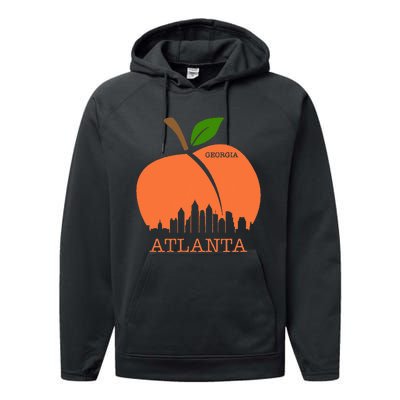 Atlanta Georgia Peach Skyline Performance Fleece Hoodie