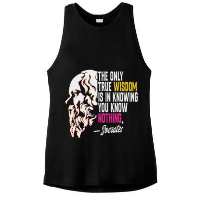 Ancient Greek Philosophy Quote The Only True Wisdom Socrates Ladies PosiCharge Tri-Blend Wicking Tank
