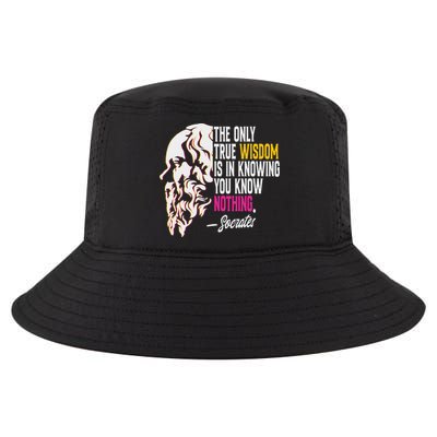Ancient Greek Philosophy Quote The Only True Wisdom Socrates Cool Comfort Performance Bucket Hat